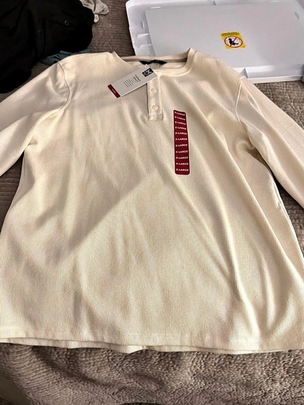 32 Degrees Thermal Henley Long Sleeve Henley Cream XL NWT